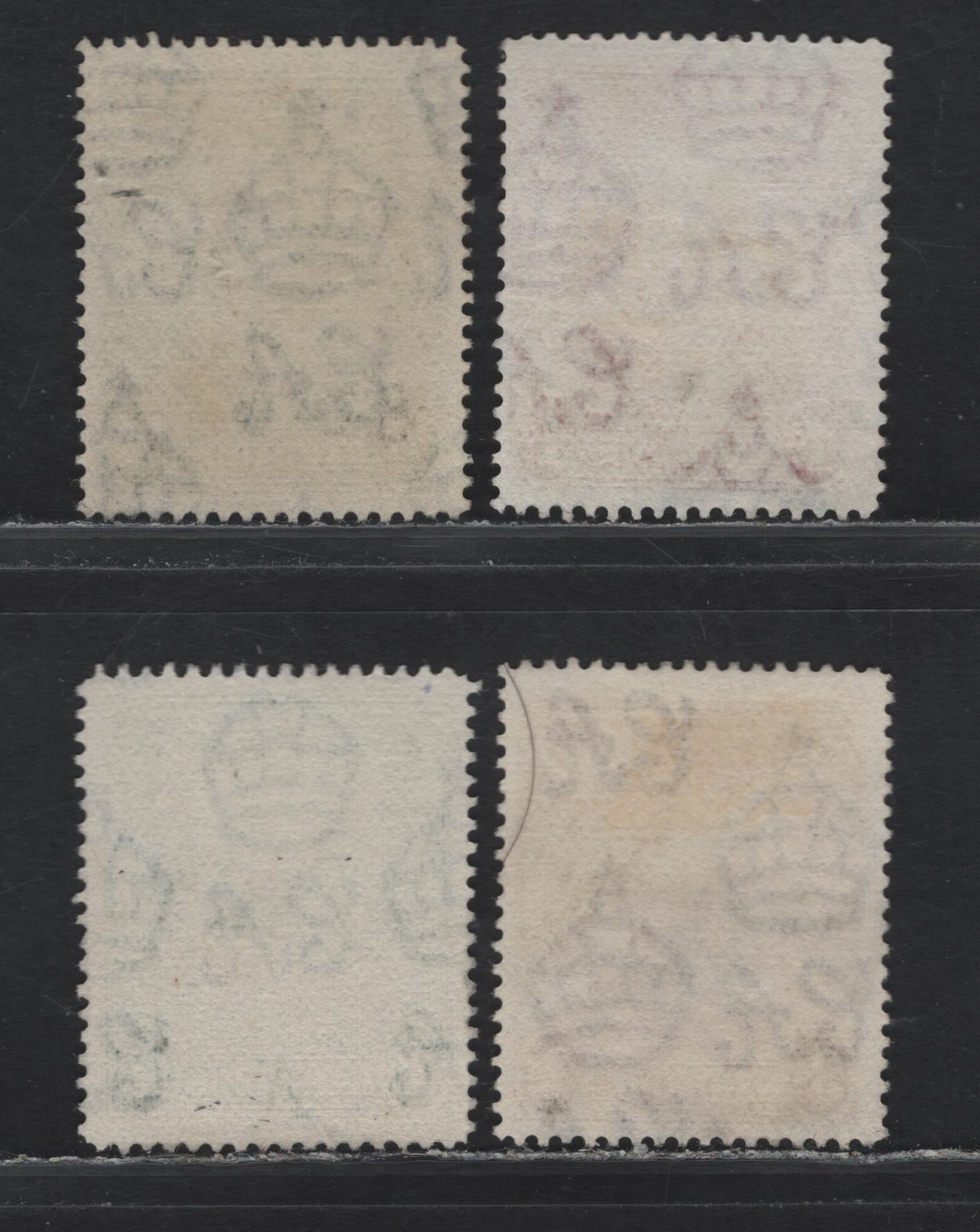 Lot 350 Barbados (C) #248b, 249a, 249bc, 251b 1/2d-3d Green-Brown Badge Of The Colony, 1938-1950 King George VI Defintive Issue, 4 Fine & VF Used Singles 1938 & 1942-1943 Printings, Perf. 14 On Opaque Paper With Clearly Visible Wmk