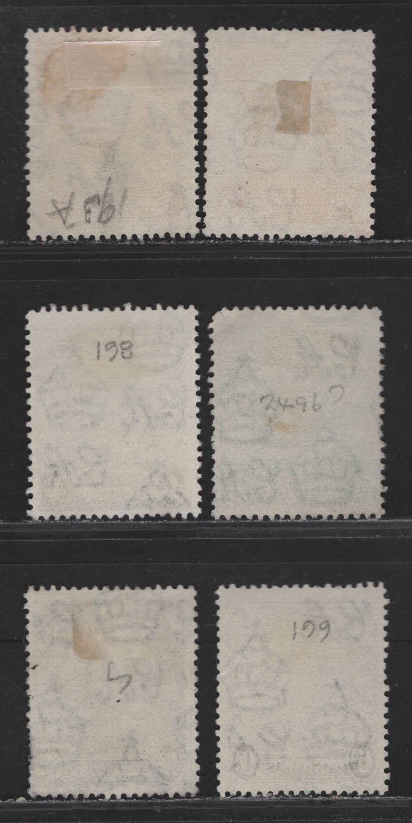 Lot 354 Barbados #248c, 249b, 253-254 1/2d-6d Yellow Bistre - Violet Badge Of The Colony, 1938-1950 King George VI Defintive Issue, 6 Fine & VF Used Singles 1944 Printings On Translucent Paper With Clear Wmk