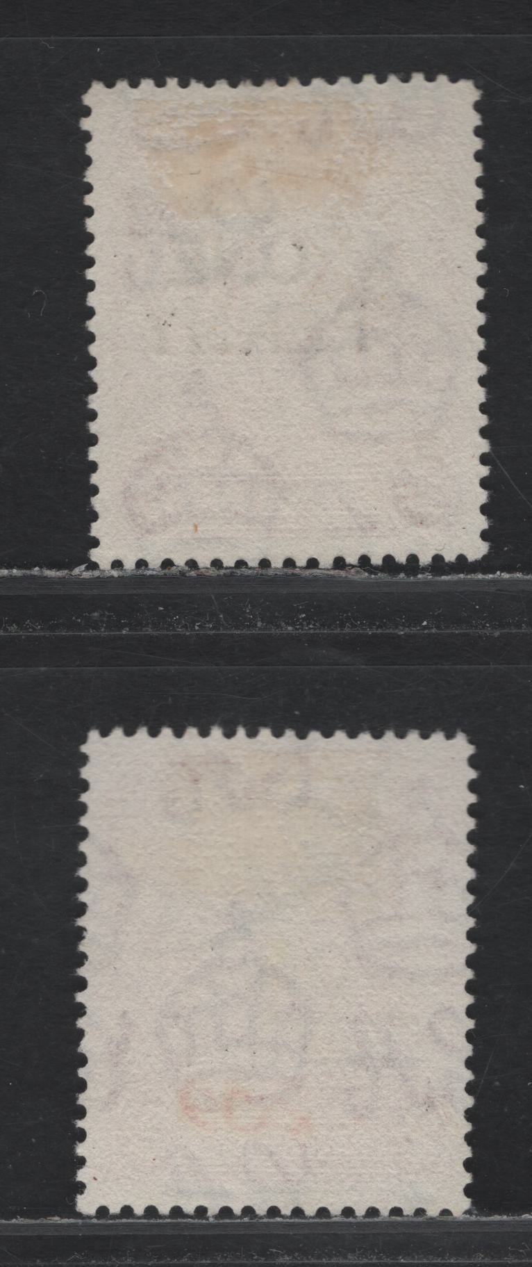 Lot 357 Barbados #264e 1d on 2d  Carmine Badge Of The Colony, 1947 Surcharged Issue, 2 Fine & VF Used Singles Two Slightly Different Shades