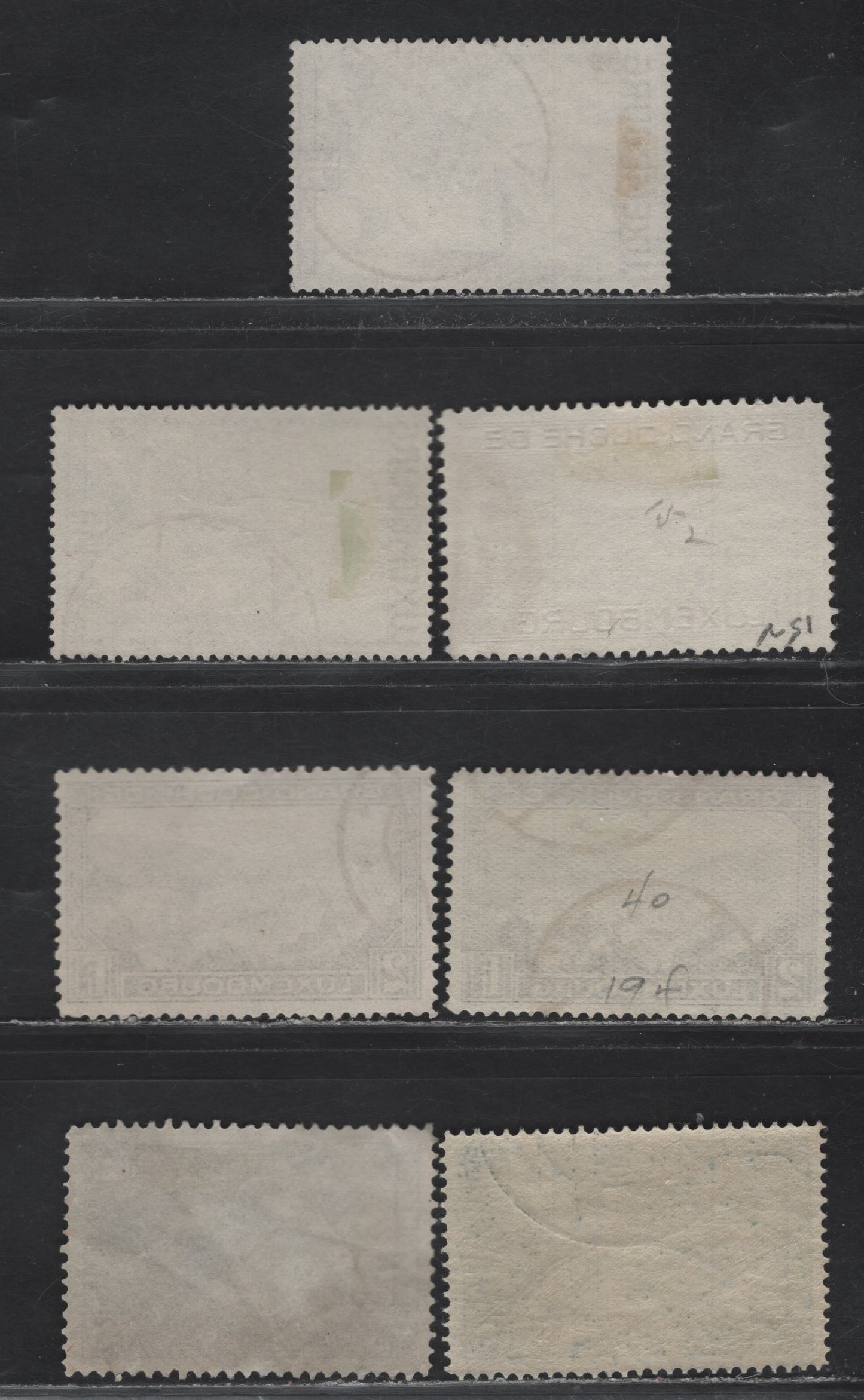 Lot 41 Luxembourg SC#152, 194-a, 153-, 198 10fr - 5fr Black - Blue Green , 1923-1934 High Value Pictorial Issues, 7 Very Fine Used Singles, Perfs 11.5 & 12.5, Includes 2 Shades Of 5fr Blue Green