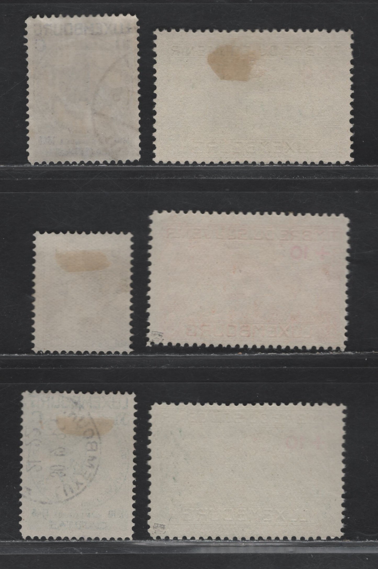 Lot 48 Luxembourg SC#B1-B3, B55, B60-B61 10c+5c - 25c+10c Green - Deep Green , 1921-1934 WW1 Monument - John the Blind Semi Postal Issues, 6 Fine/Very Fine Used Singles