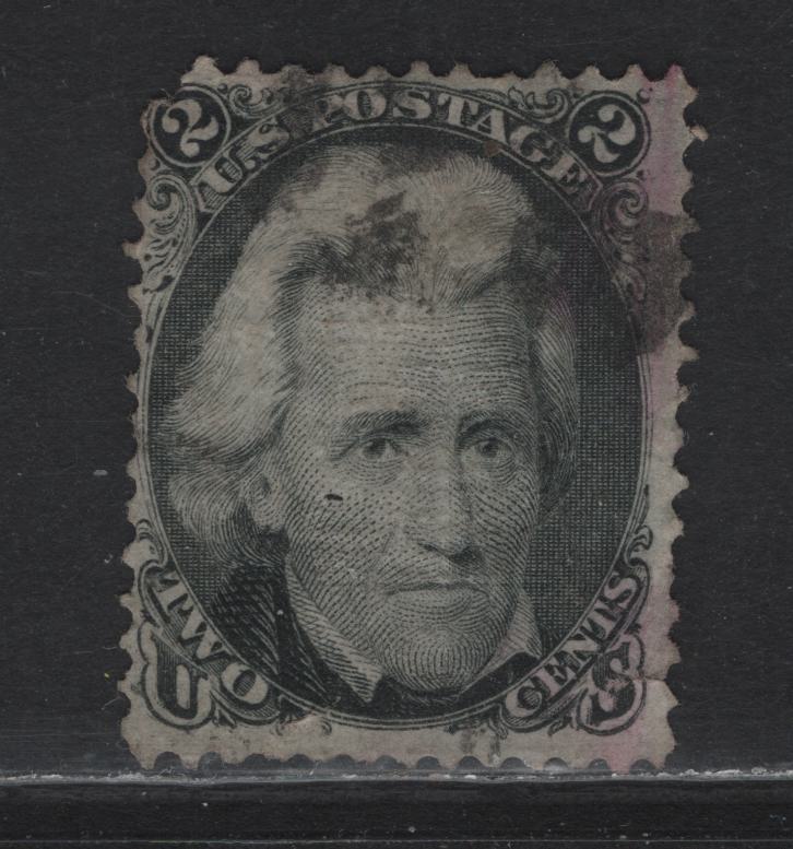 Lot 58 United States (C) SC#93 2c Black , 1867-1868 Grilled Civil War Issues, A Fair Used Single, Rounded Upper Left Corner & A Small Tear At Base