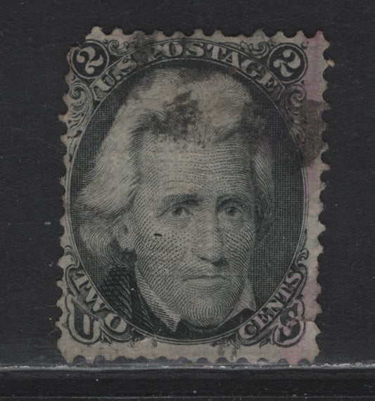 Lot 58 United States (C) SC#93 2c Black , 1867-1868 Grilled Civil War Issues, A Fair Used Single, Rounded Upper Left Corner & A Small Tear At Base
