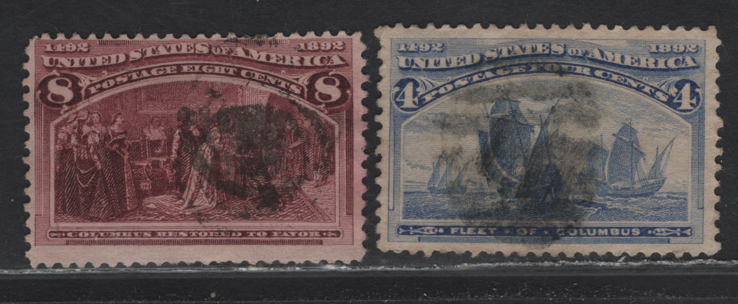 Lot 64 United States (C) SC#233, 236 4c - 8c Ultramarine - Brown Purple , 1893 Comlumbian Exposition Issues, 2 Very Good/Fine Used Singles