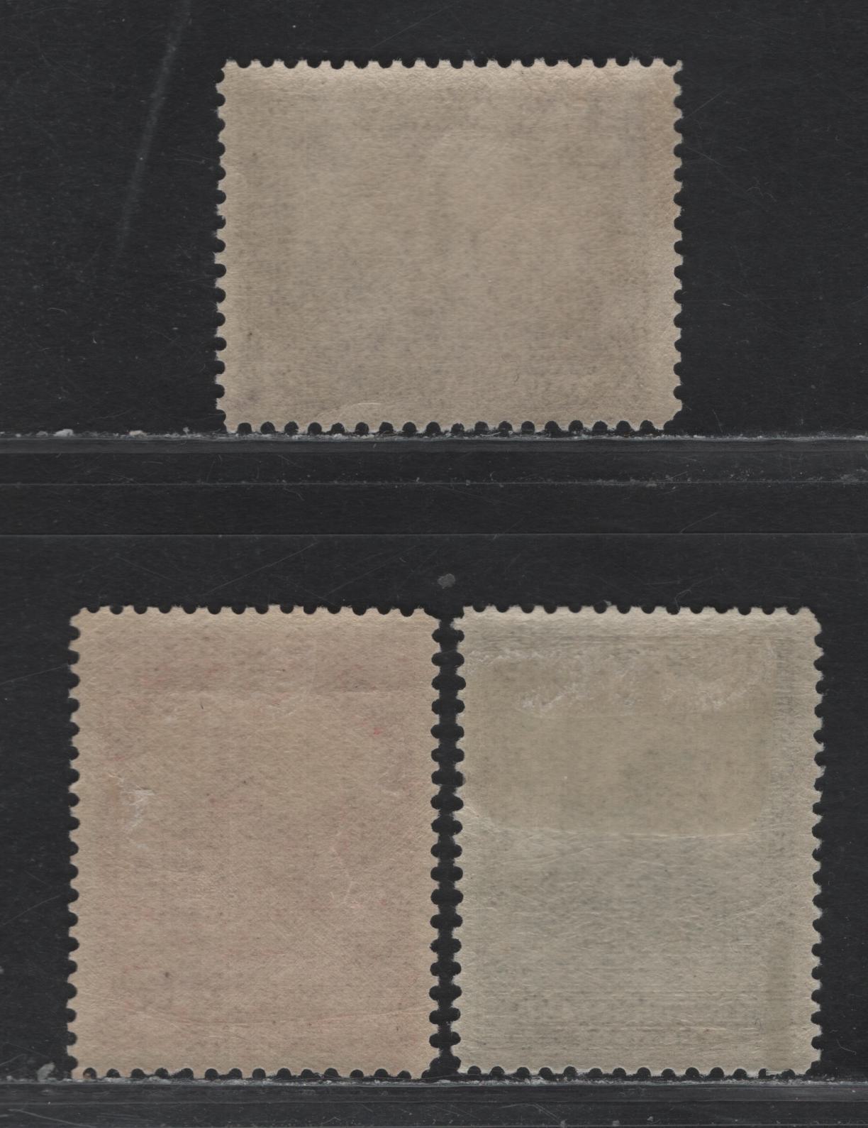 Lot 78 Newfoundland (C) #152-154 9c - 10c Myrtle Green - Dark Violet Cabot Tower - General Post Office, 1928 Pictorial Issue, 3 F/VFOG/NH Singles, WM-O, WM-G & WM-N Papers, Line Perf