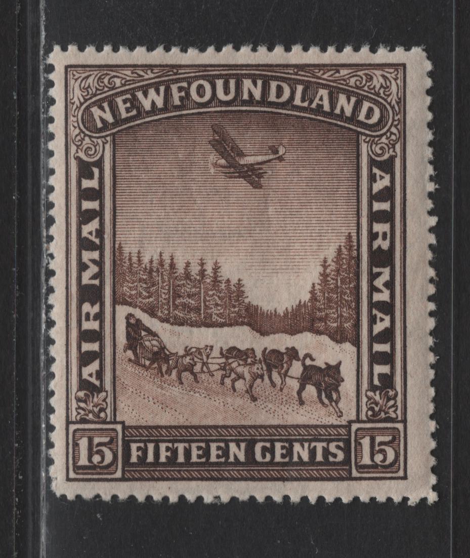 Lot 81 Newfoundland (C) #C9 15c - 5c Brown Dog Sled & Airplane, 1931 Airmail Issue, A FNH Single, Line Perf 13.9