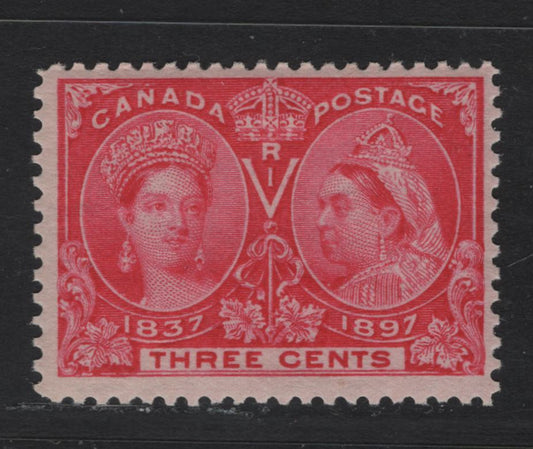 Lot 11 Canada (C) #53 3c Deep Bright Rose Queen Victoria, 1897 Diamond Jubilee Issue, A FNH Single, ABN-V Paper, Perf 12x11.95