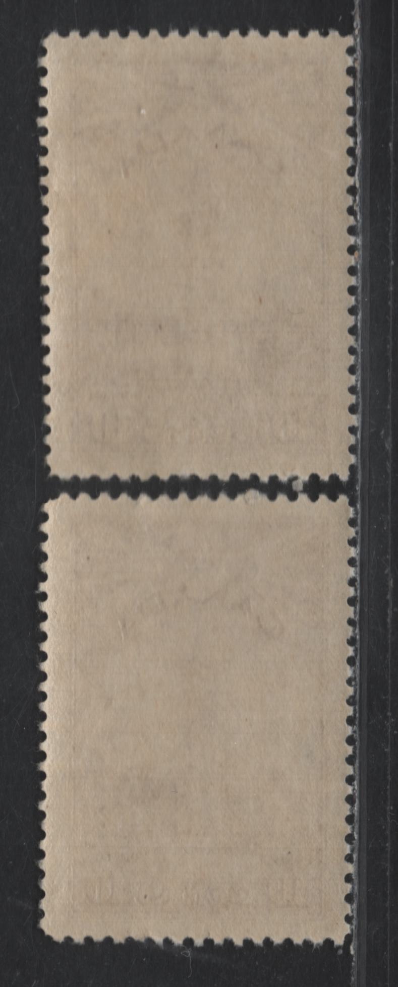 Lot 138 Canada #257 10c Very Pale Yellowish Brown Parliament Building, 1942-1943 KGVI War Issue, 2 VFNH Singles, CBN-NNNN Paper, Perfs 11.95x12 & 12