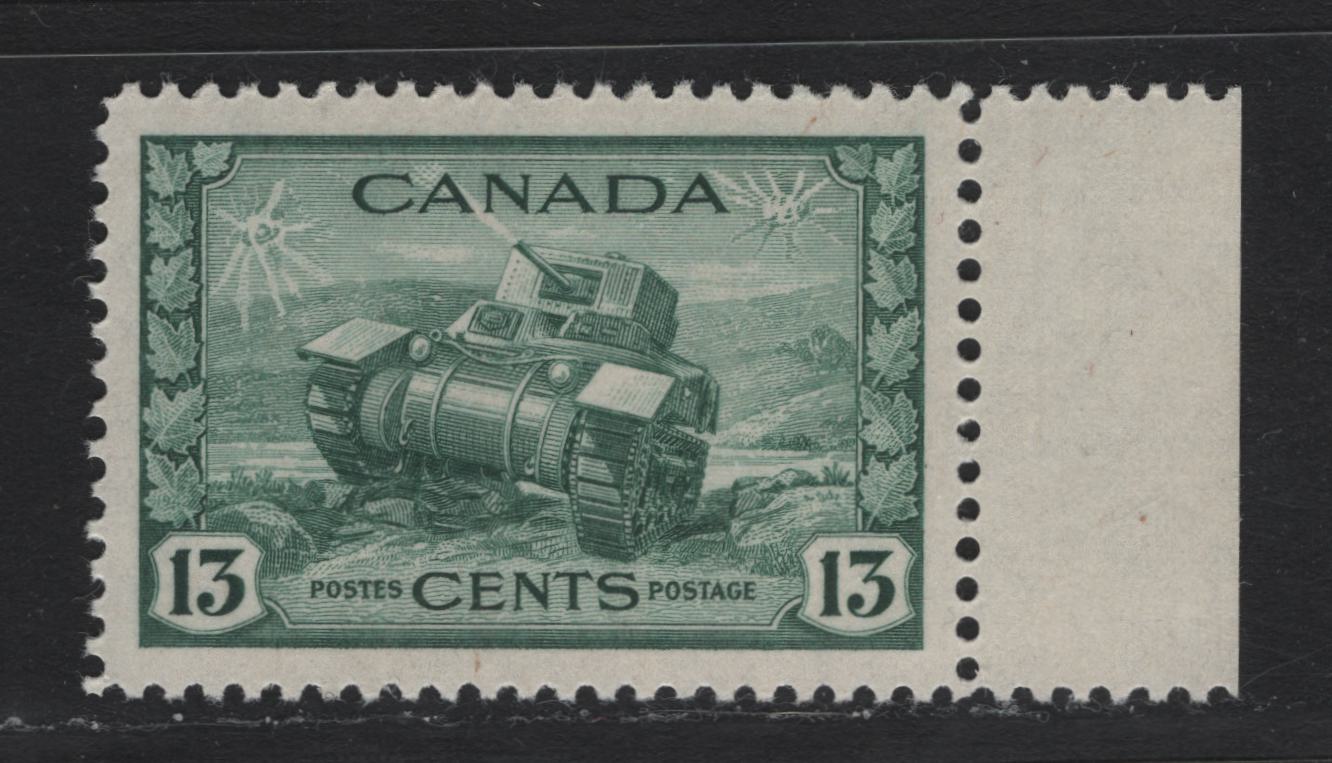 Lot 148 Canada (C) #258 13c Deep Myrtle Green Ram Tank, 1942-1943 KGVI War Issue, A VFNH Single, CBN-RRRR Paper, Perf 11.9