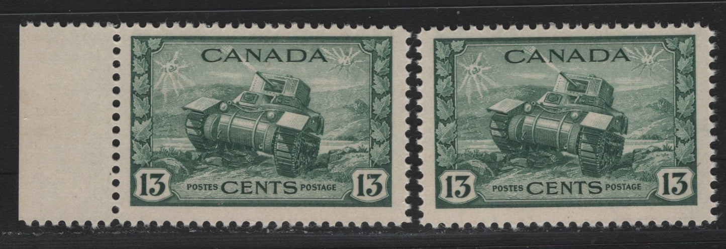 Lot 151 Canada #258 13c Deep Myrtle Green Ram Tank, 1942-1943 KGVI War Issue, A VFNH Single, CBN-PPPP Paper, Perfs 11.95x11.85 & 11.9