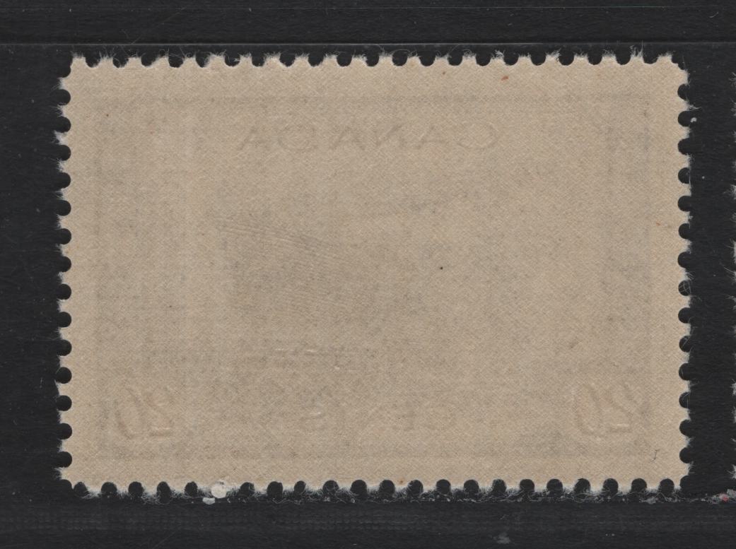Lot 178 Canada #260 20c Purple Brown Corvette, 1942-1943 KGVI War Issue, A VFNH Single, CBN-AAAAA Paper, Perf 11.9