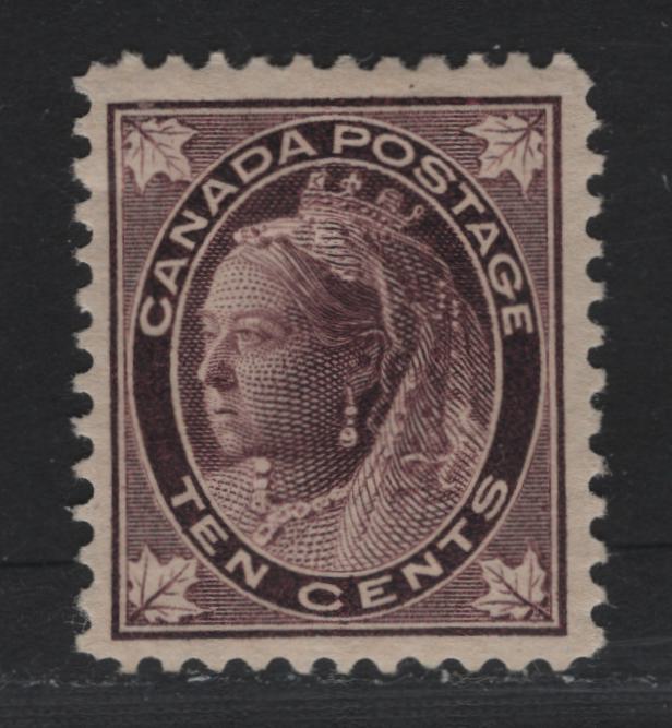 Lot 18 Canada (C) #73ii 10c Brown Violet Queen Victoria, 1897-1898 Maple Leaf Issue, A VFOG Singles, ABN-CC Paper, Perf 11.9x12