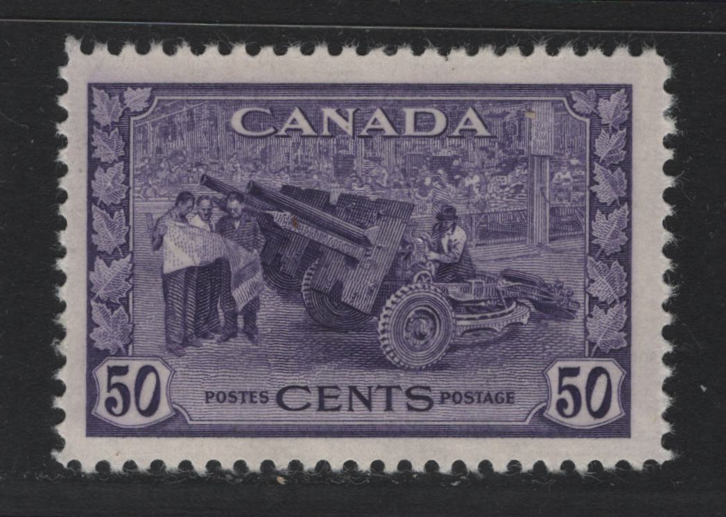Lot 195 Canada (C) #261 50c Lighter Violet Munitions Factory, 1942-1943 KGVI War Issue, A FNH Single, CBN-TTTT Paper, Perf 11.9x11.85