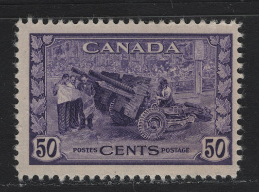 Lot 200A Canada (C) #261 50c Dull Violet Munitions Factory, 1942-1943 KGVI War Issue, A FNH Single, CBN-CCCCC Paper, Perf 12x11.85