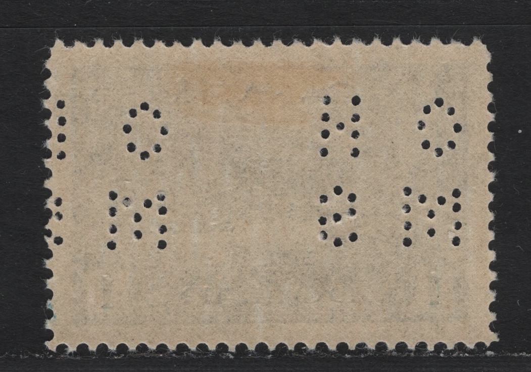 Lot 211 Canada (C) #O9-262 $1 Deep Bright Blue Tribal Class Destroyer, 1942-1943 KGVI War Issue, A VFOG Single, CBN-DDDDD Paper, Perf 11.95x11.85, 4-Hole OHMS Perfin, Revised Die From POS. 1.
