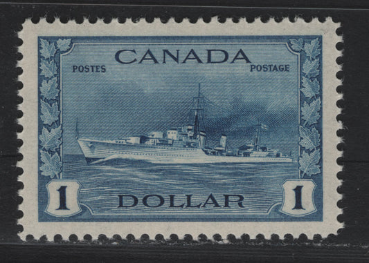 Lot 214 Canada #262 $1 Deep Bright Blue Tribal Class Destroyer, 1942-1943 KGVI War Issue, A VFOG Single, CBN-RRRR Paper, Perf 11.95x11.9