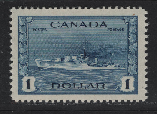 Lot 218 Canada #262 $1 Blackish Blue Tribal Class Destroyer, 1942-1943 KGVI War Issue, A VFOG Single, CBN-TTTT Paper, Perf 12x11.9
