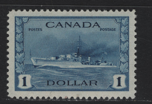 Lot 225 Canada (C) #262 $1 Deep Bright Blue Tribal Class Destroyer, 1942-1943 KGVI War Issue, A VFOG Single, CBN-AAAAA Paper, Perf 12x11.8