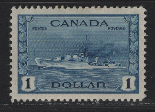 Lot 229 Canada #262 $1 Deep Blue Tribal Class Destroyer, 1942-1943 KGVI War Issue, A VFOG Single, CBN-CCCCC Paper, Perf 11.95x11.9