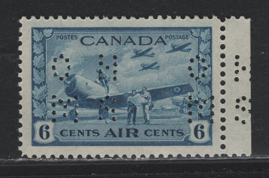 Lot 236 Canada (C) #O9-C7 6c Light Blue Air Training Plan, 1942-1943 Airmail War Issue, A VFNH Single, CBN-GGGGG Paper, Perf 12.1x11.9