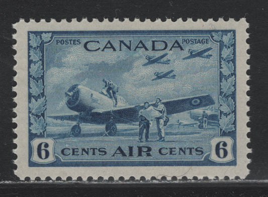 Lot 238 Canada #C7 6c Light Blue Air Training Plan, 1942-1943 Airmail War Issue, A VFNH Single, CBN-GGGG Paper, Perf 12