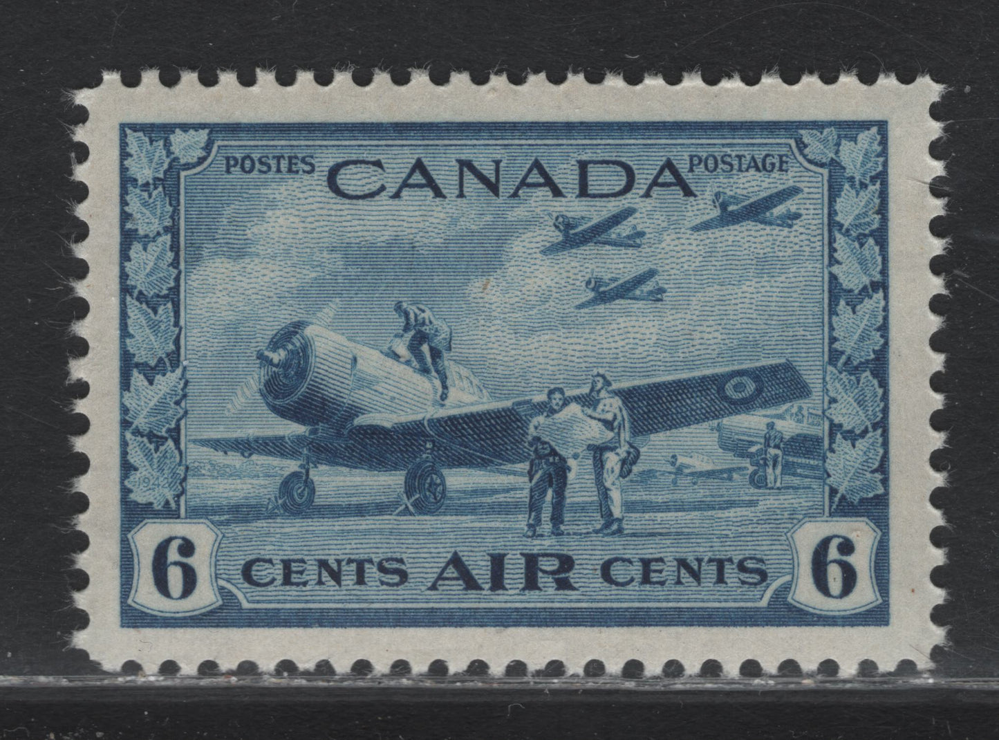 Lot 239 Canada #C7 6c Light Blue Air Training Plan, 1942-1943 Airmail War Issue, A VFNH Single, CBN-TTTT Paper, Perf 11.95
