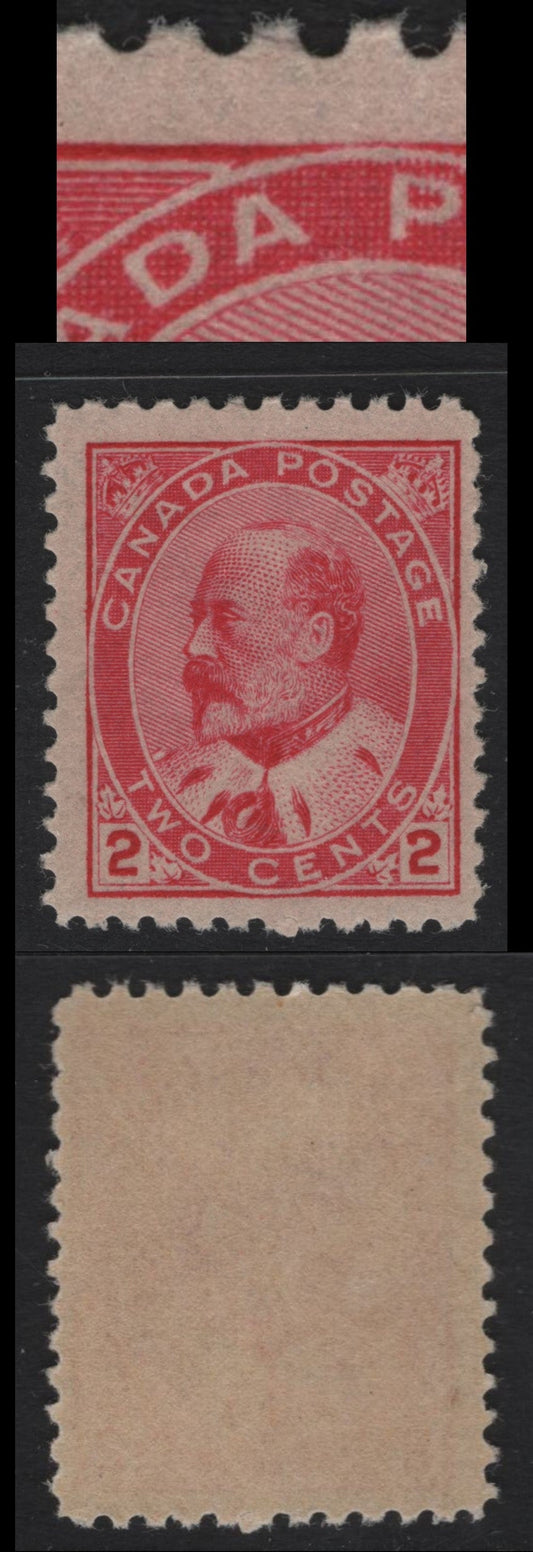 Lot 23 Canada (C) #90e 2c - 3c Rose Carmine King Edward VII, 1903-1908 King Edward VII Issue, A FNH Single, ABN-B Paper, Perf 11.9, 17.25x21.25mm Design.
