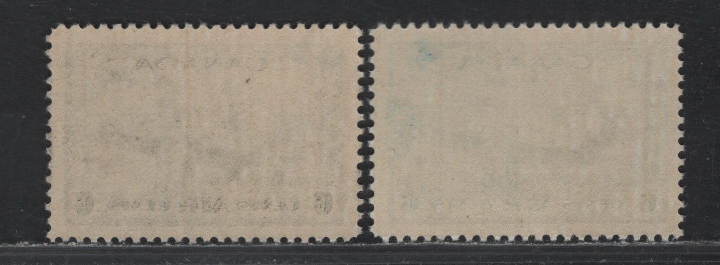 Lot 244 Canada #C7 6c Dull Blue Air Training Plan, 1942-1943 Airmail War Issue, 2 VFNH Singles, CBN-CCC Paper, Perfs 11.95x12 & 12x11.9