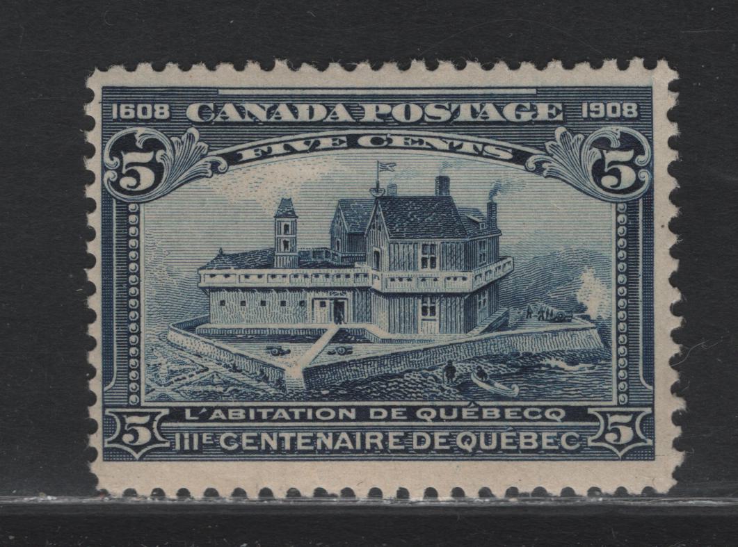 Lot 27 Canada (C) #99 5c Dark Blue Champlain's Habitation, 1908 Quebec Tercentenary Issue, A FOG Single, ABN-B Paper, Perf 12x11.9