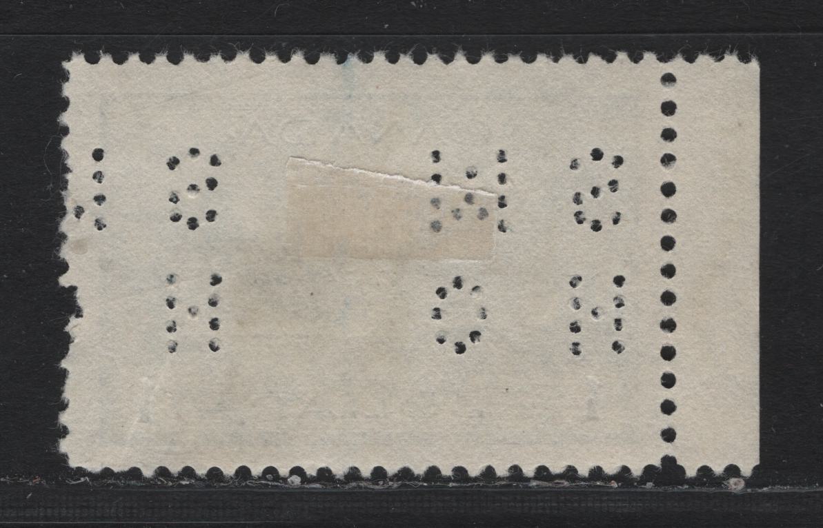 Lot 329 Canada #O9-262 $1 Deep Dull Blue Tribal Class Destroyer, 1942-1943 KGVI War Issue, A Fine Used Single, 4-Hole OHMS Perfins, Original Die From Pos. 3, Unchecked As To Paper Type & Perf.