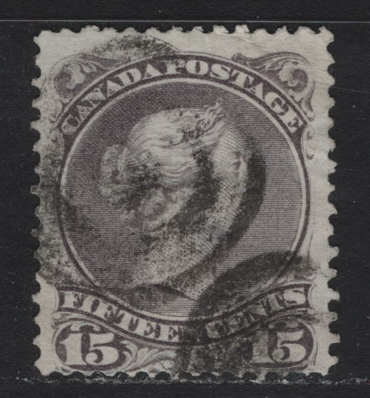 Lot 5 Canada (C) #29 15c Gray Violet Queen Victoria, 1868-1876 Large Queen Issue, A Fair Used Single, FO-O Paper, Perf 12, Pre-1874 Early Period Printing, Small Crease At Upper Right & Small Thin.