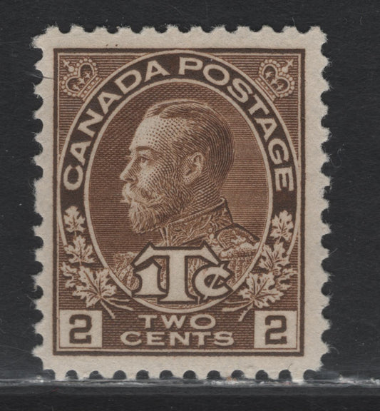 Lot 68 Canada (C) #MR4 2c+1c Olive Brown King George V, 1916 War Tax Issue, A VFNH Single, ABN-A Paper, Perf 12x11.95