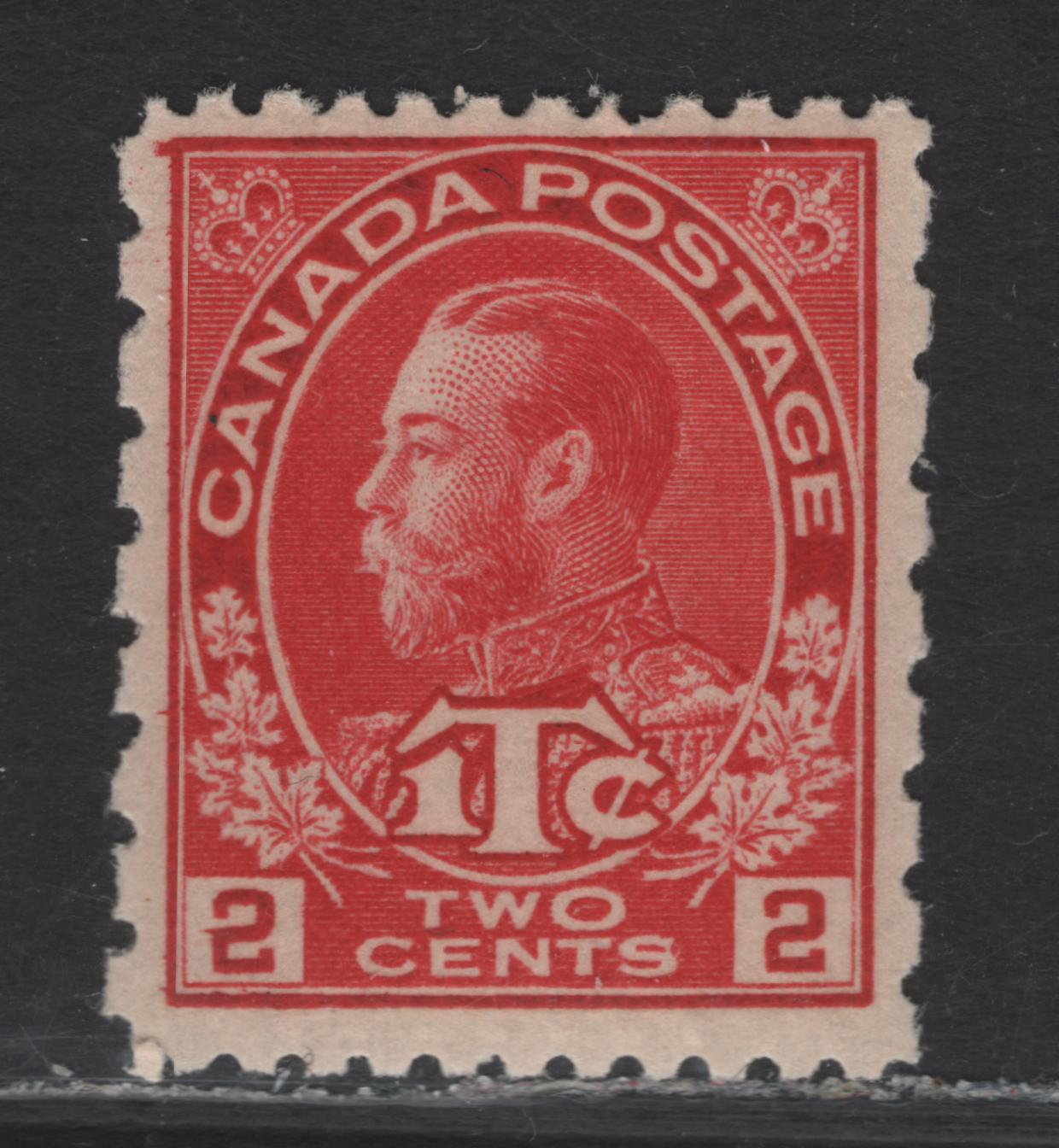 Lot 69 Canada (C) #MR5 2c+1c Carmine Red King George V, 1916 War Tax Issue, A FNH Single, Die 1, Perf 12x8, ABN-A Paper.