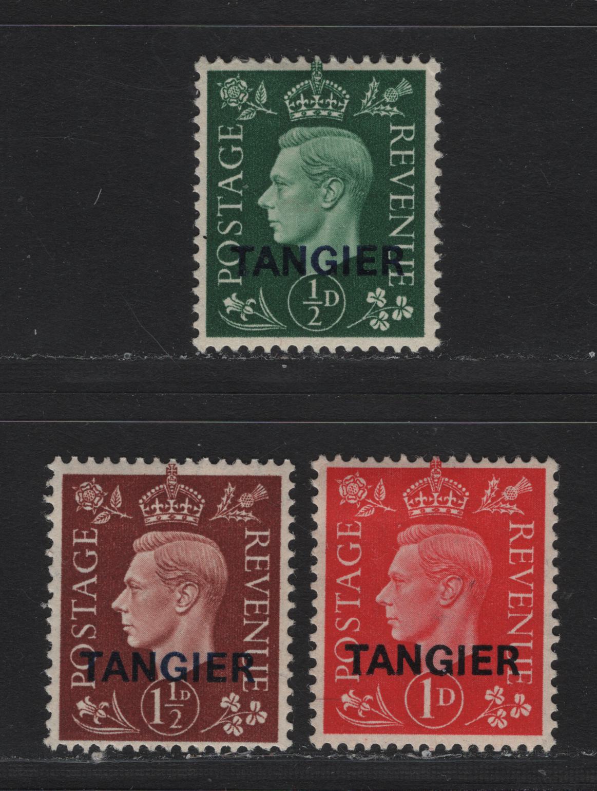 Lot 89 Morocco Agencies - Tangier (C) SG#245-247 1/2d-1.5d Green - Red Brown King George VI, 1937 King George VI Dulac Definitive Issue, 3 Fine & VFOG Singles