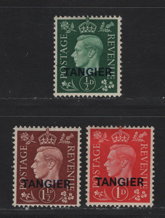 Lot 89 Morocco Agencies - Tangier (C) SG#245-247 1/2d-1.5d Green - Red Brown King George VI, 1937 King George VI Dulac Definitive Issue, 3 Fine & VFOG Singles