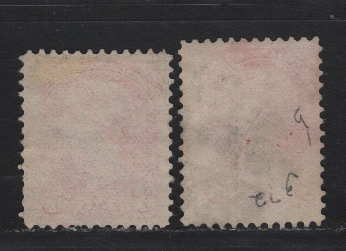 Lot 9 Canada (C) #41i,a 3c Rose Carmine - Deep Rose Carmine Queen Victoria, 1888-1897 Small Queen Issue, 2 Very Good/Fine Used Singles, Montreal Gazette Printings, MG-I & MG-H Papers, Perfs 12.1x12.25 & 12x12.2.