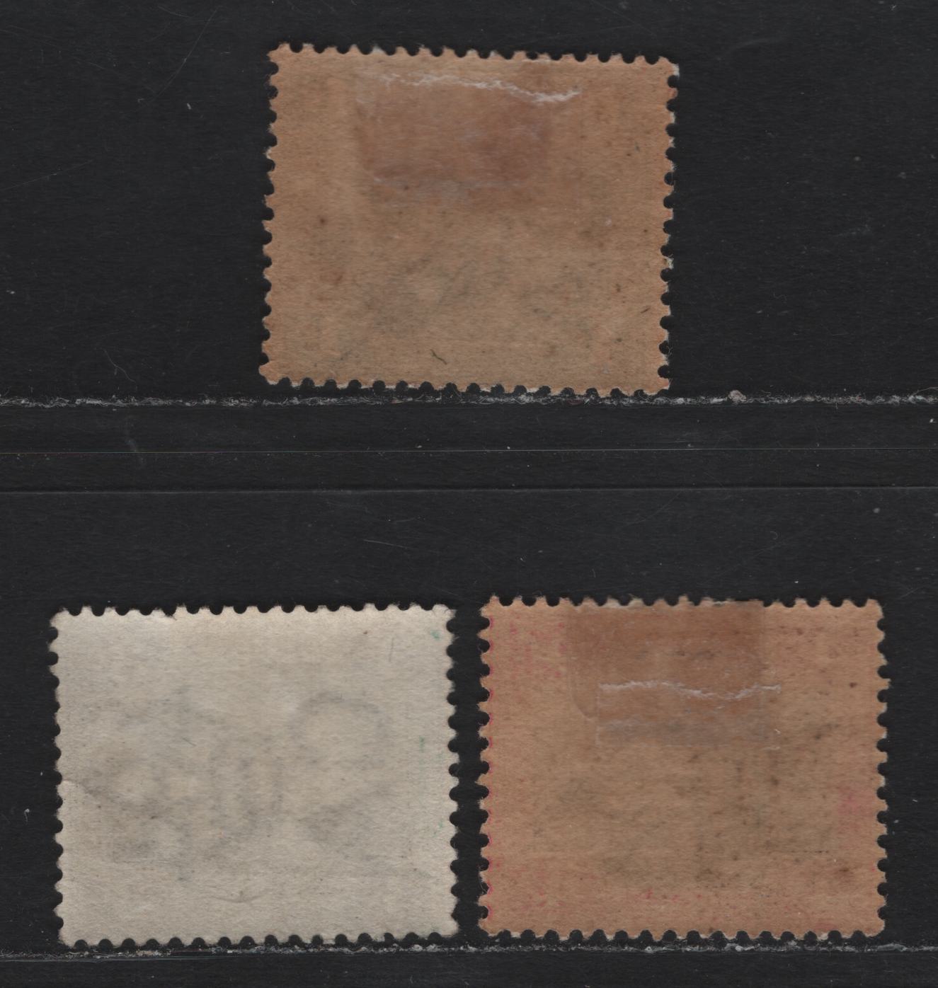 Lot 104 Federated Malaya States (C) SG#15a, 16a, 17a 1c - 4c Gray & Green - Gray & Aniline Carmine , 1900-1901 Tiger Keyplates, 3 F/VFOG Singles, Some Toning On 1c & 4c, Only Part Gum On 3c