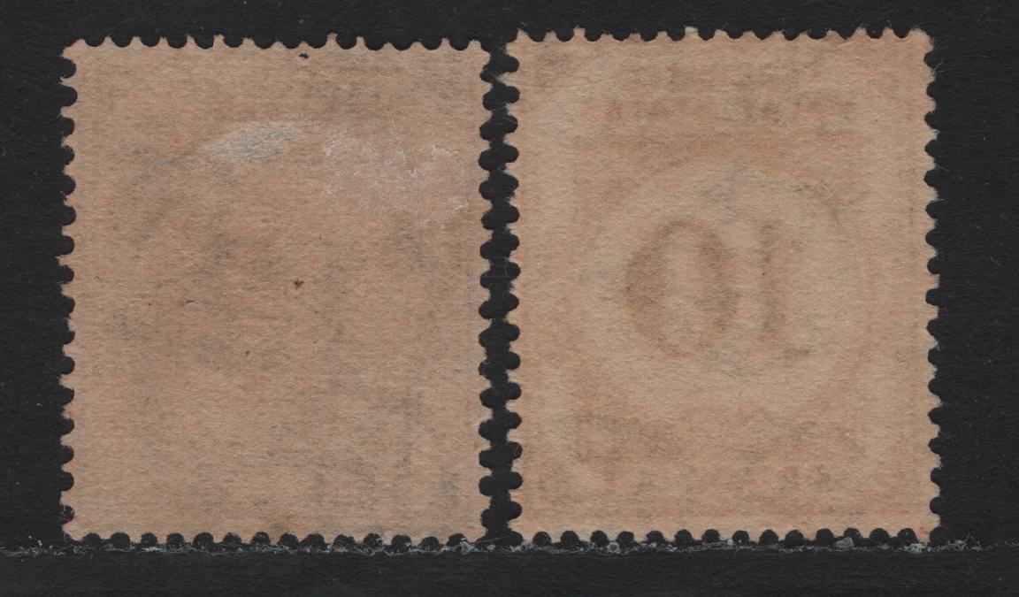 Lot 127 Federated Malaya States (C) SG#D5w, D6w 10c - 12c Orange - Blue , 1924-1926 Postage Dues, 2 Fine/Very Fine Used Singles, Crown to Left of CA Wmk