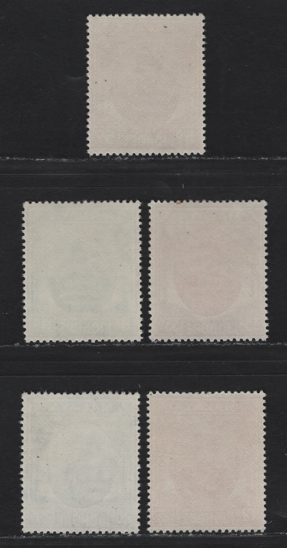 Lot 135 Malaya - Johore (C) SG#136a, 138a, 139a, 141a, 142b 5c - 35c Bright Purple - Scarlet & Purple , 1949-1955 Sultan Sir Ibrahim Palm & Tree Portrait Keyplates, 5 F/VFNH Singles, 1952 Printings