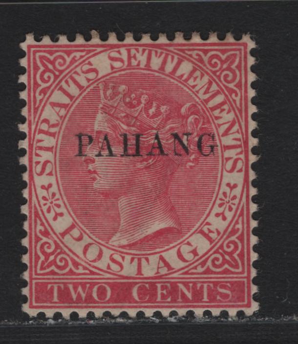 Lot 164 Malaya - Pahang (C) SG#4a 2c Bright Rose , 1889 Straits Settlements Overprinted Issue, A Very Fine Unused Single, Smaller Roman Letters