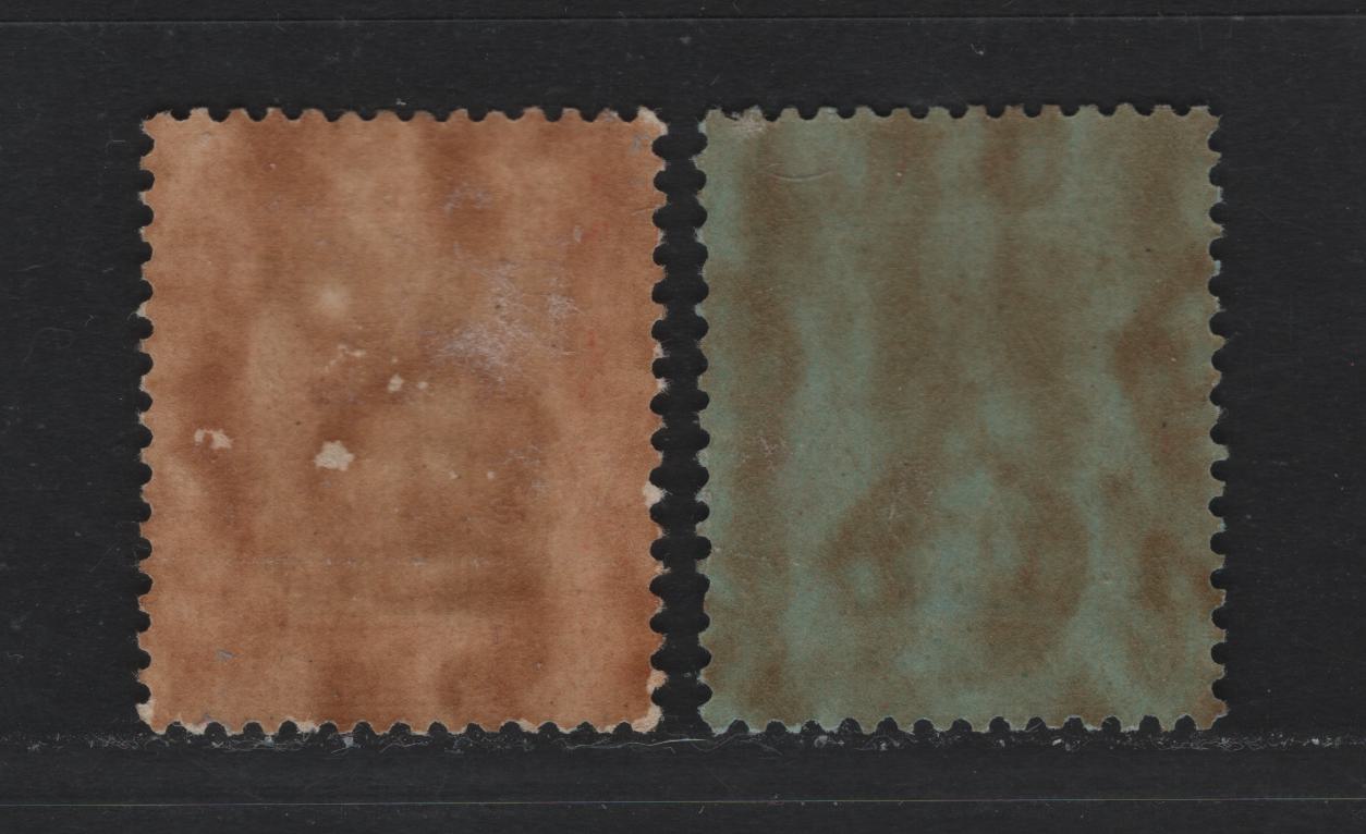 Lot 190 Malaya - Selangor (C) SG#86-87 $1 - $2 Black & Red on Blue - Green & Scarlet , 1941 Sultan Hismaud-Din Ala Shaw Keyplates, 2 FNH/VFOG Singles, Pencil Marks on $1 & NH, $2 is LH