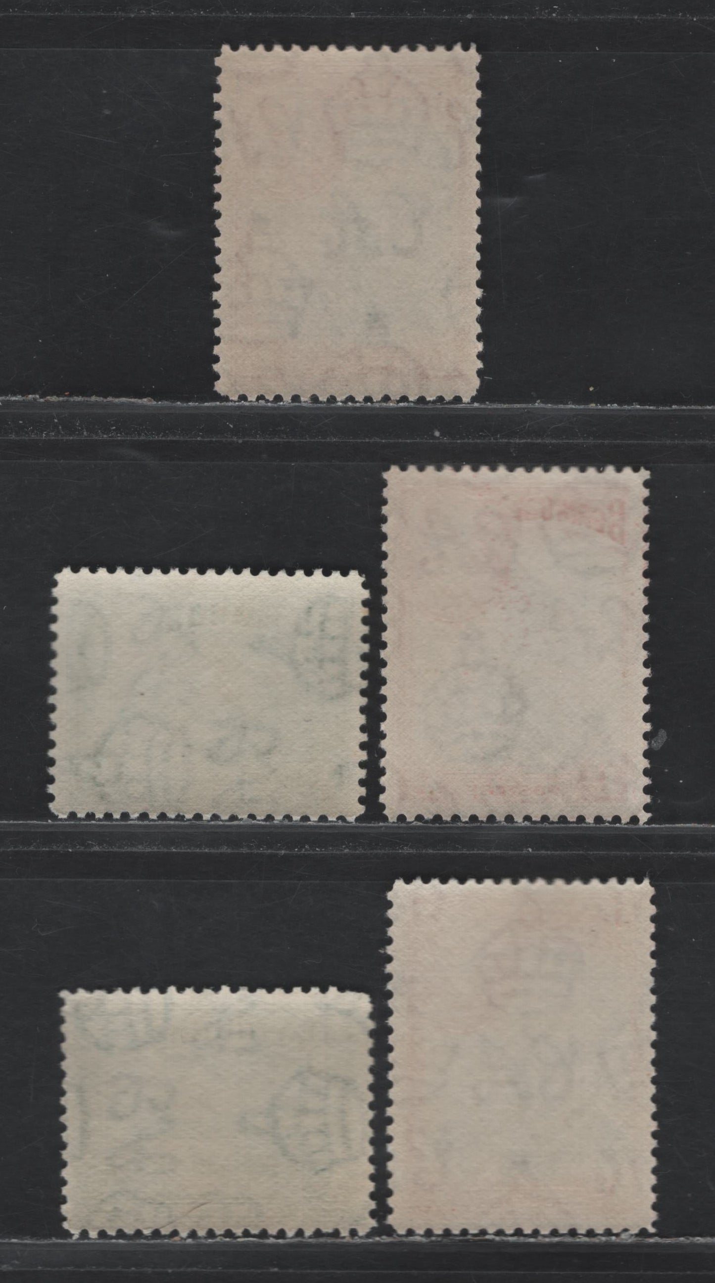 Lot 203 Bermuda SG#98, 110 1/2d - 1d Blue Green & Deep Emerald Green - Jet Black & Bright Rose Red , 1936-1952 KGVI Pictorial Issue, 5 VFNH Singles, 1940-1942 Printings On Opaque Paper With Barely Visible Wmk & Crackly Gum With Diagonal Crazing