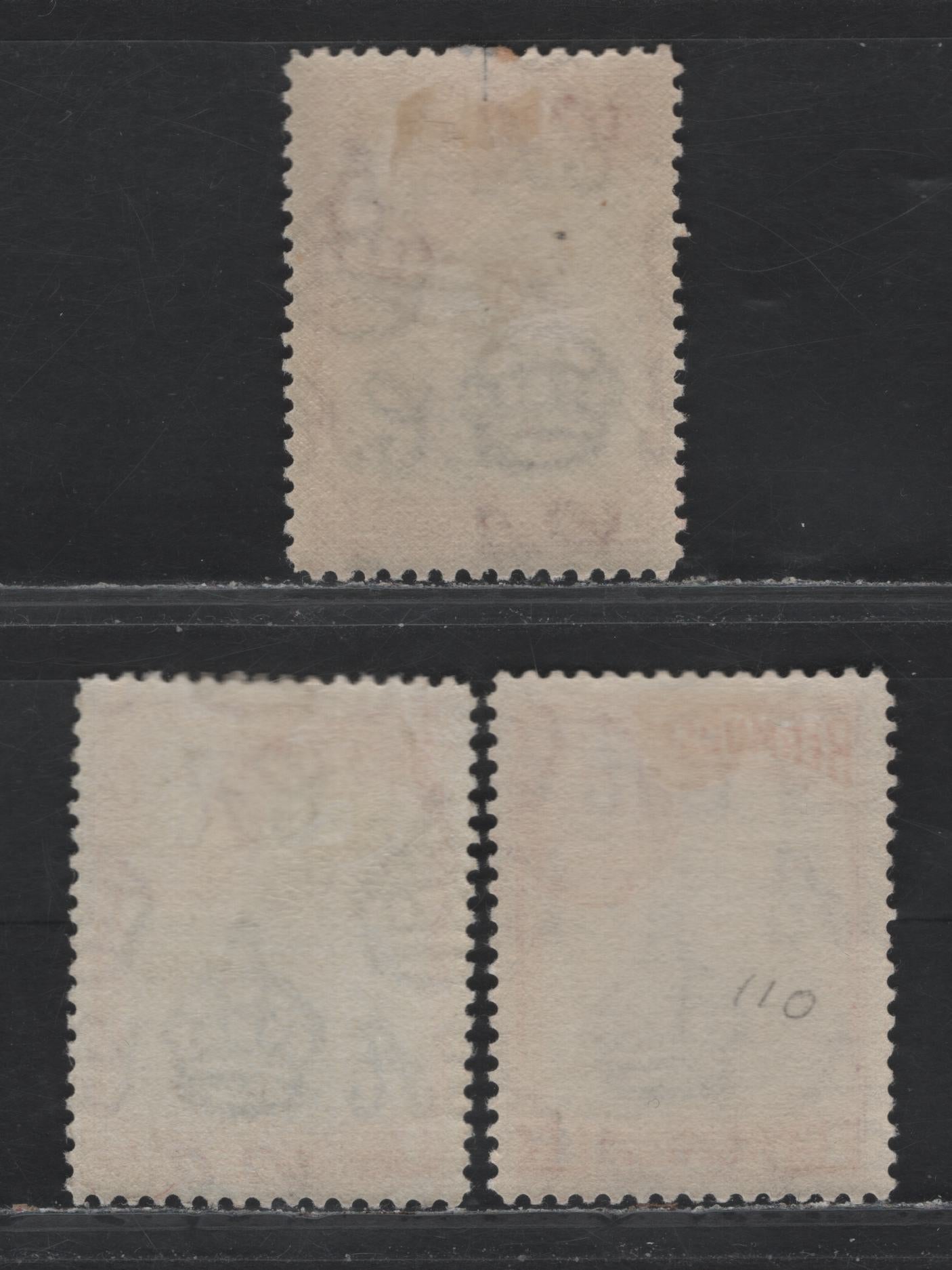 Lot 208 Bermuda SG#110 1d Black & Scarlet - Black & Vermillion , 1936-1952 KGVI Pictorial Issue, 3 VFOG Singles, 1938-39 Printings, Thick Opaque Paper With Barely Visible Wmk, Line Perf & Cream Gum Having A Random Crack Pattern.
