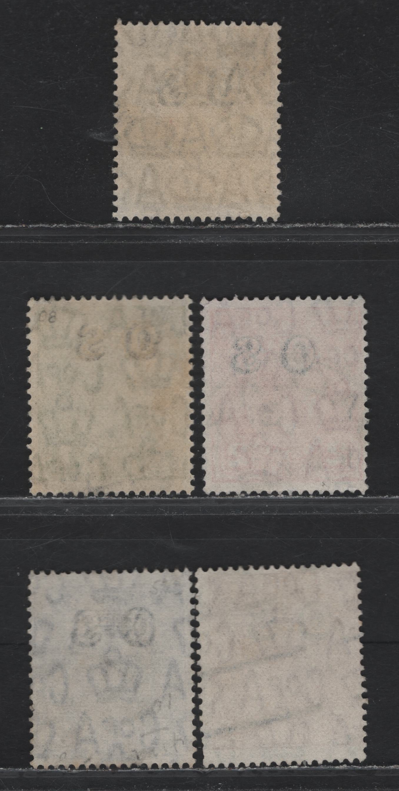 Lot 21 Australia (C) SG#O126, O129-O132 4d-5d Yellow Olive - Orange Brown King George V, 1932-1933 Profile Heads Perf. Small "OS", 5 Fine & VF Used Singles Small Multiple Wmk and C of A Wmk, Overprinted OS