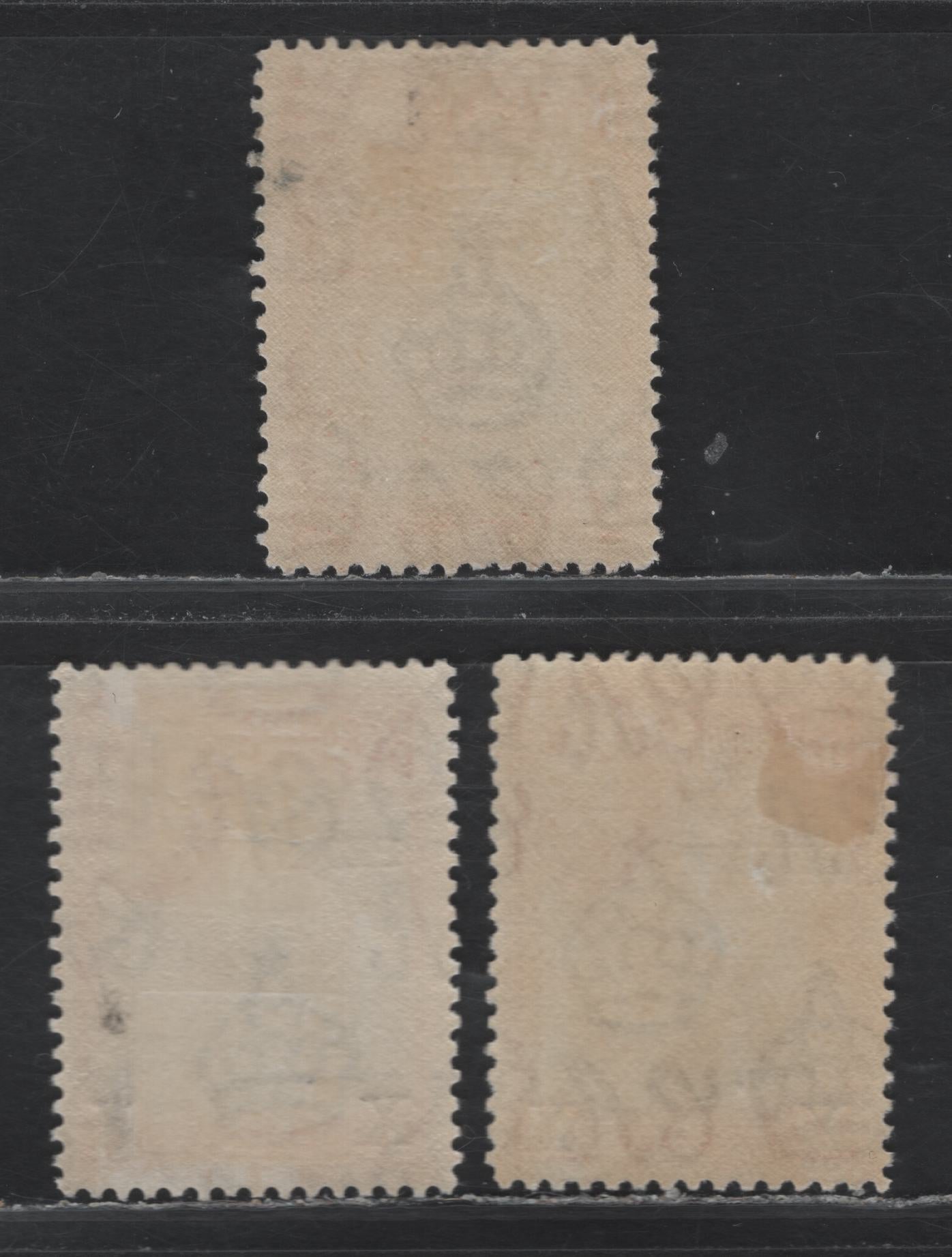 Lot 214 Bermuda (C) SG#122 1/2d on 1d Rosy Vermillion , 1936-1952 KGVI Pictorial Issue, 3 VFOG Singles, 1940 Printings, Crackly Gum, Showing 14mm Spacing Between Penny & X.