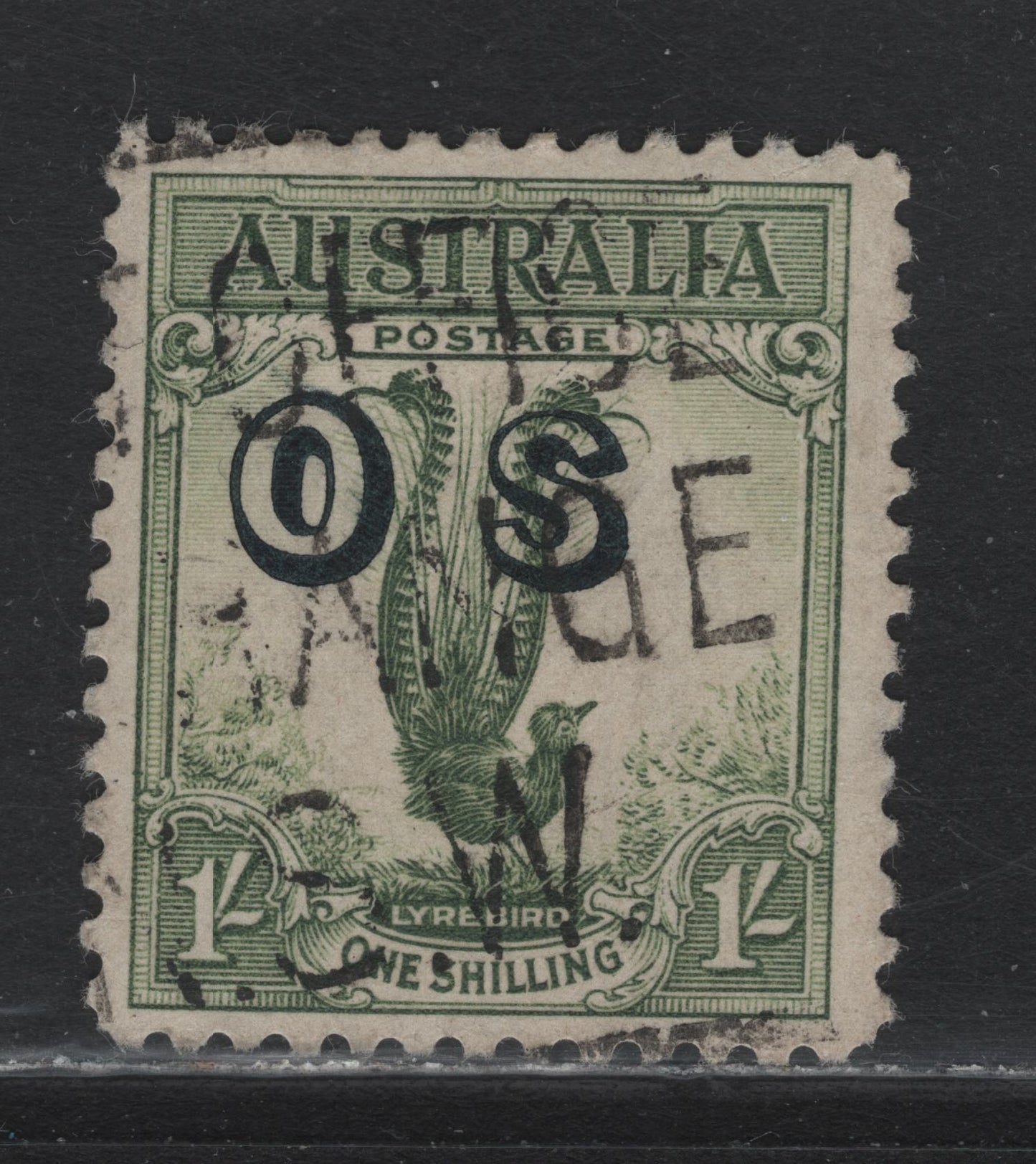 Lot 23 Australia (C) SG#O136 1/- Grey Green Lyrebird, 1932 Wildlife Definitives, A Fine Used Single Overprinted OS
