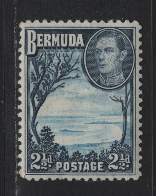 Lot 237 Bermuda SG#113 2.5d Light Blue & Gray Blue , 1936-1952 KGVI Pictorial Issue, A VFOG Single, 1940 Printing, Opaque Paper With Barely Visible Wmk, Crackly Gum.