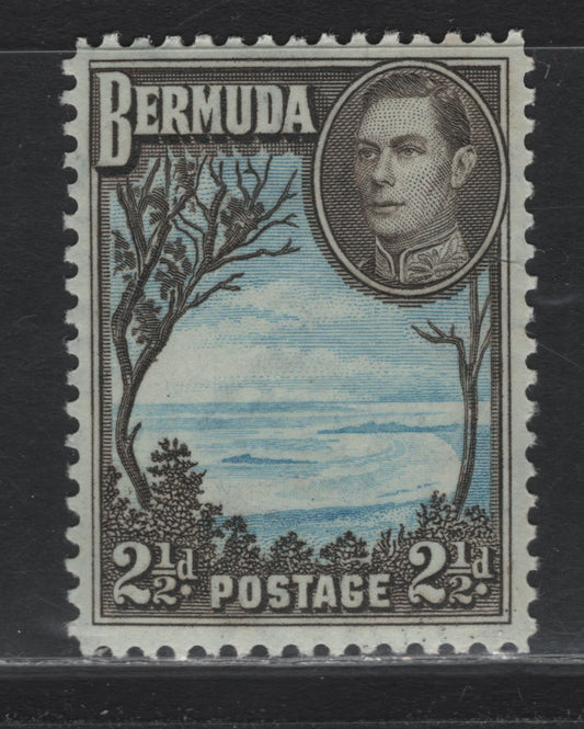 Lot 245 Bermuda SG#113c 2.5d Light, Bright Blue & Olive Brown , 1936-1952 KGVI Pictorial Issue, A VFNH Single, 1950-1951 Comb Perf Printing, Translucent Wove Paper With Clear Wmk, Some Gum Toning.