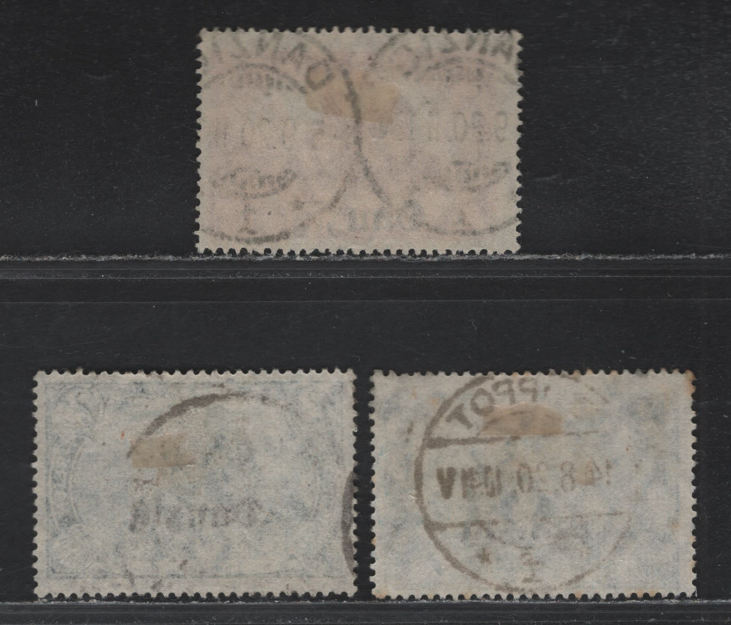 Lot 254 Danzig Michel#10-11 (Michel# 10. 11a-b) 1.5m - 2m Yellow Brown - Dark Cobalt Blue , 1920 Overprinted Danzig Germania Issue, 3 Fine Used Singles, Postall Used Except The 2m Deep Cobalt, Which Is A CTO Zoppot CDS