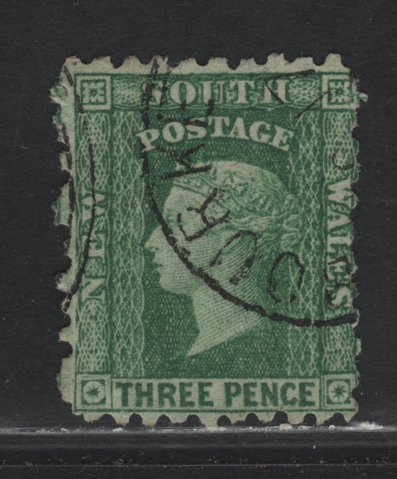 Lot 26 Austalia - New South Wales (C) SG#269 3d  Green Queen Victoria, 1891 Diadem Issue, A Fine Used Single Perf. 10, Wmk Single Lined 10